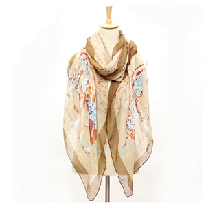 Cheap Chiffon Scarf Shawls Winter Women Print Solid Scarves 200*100CM - Beige