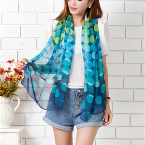 Chiffon Scarf Shawls Winter Women Polka Dot Print Solid 160*50CM - Blue
