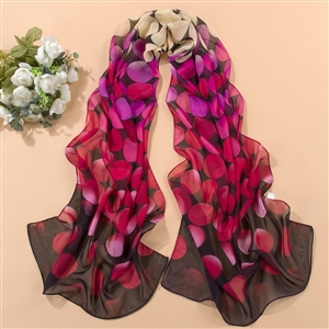 Chiffon Scarf Shawls Winter Women Polka Dot Print Solid 160*50CM - Purple