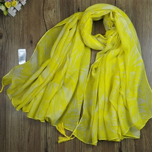 Chiffon Scarf Shawls Winter Women Print Floral Solid Scarves 180*95CM - Yellow