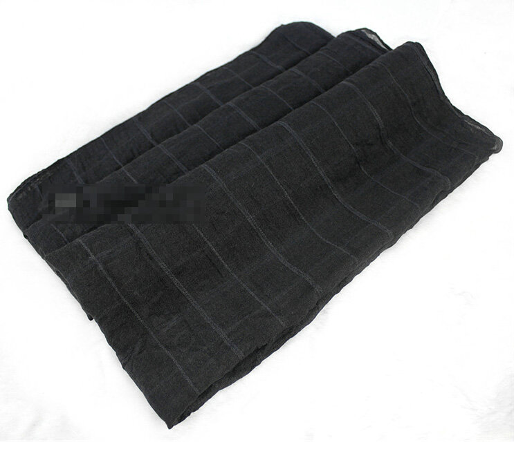 Classic Plaid Unisex Scarf Shawl Winter Warm Cotton Solid Panties 150*120CM - Black
