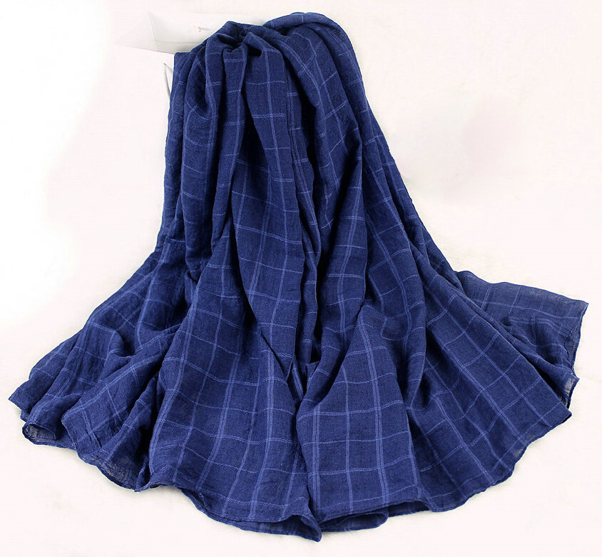 Classic Plaid Unisex Scarf Shawl Winter Warm Cotton Solid Panties 150*120CM - Dark Blue