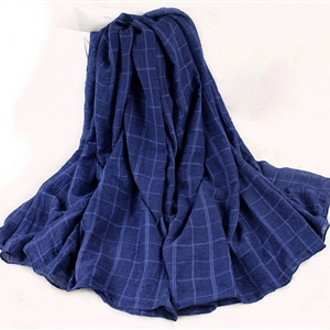 Classic Plaid Unisex Scarf Shawl Winter Warm Cotton Solid Panties 150*120CM - Dark Blue