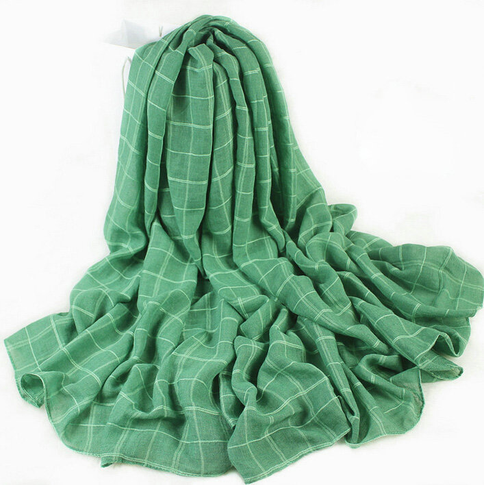 Classic Plaid Unisex Scarf Shawl Winter Warm Cotton Solid Panties 150*120CM - Green