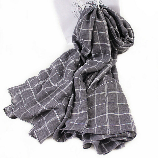Classic Plaid Unisex Scarf Shawl Winter Warm Cotton Solid Panties 150*120CM - Grey