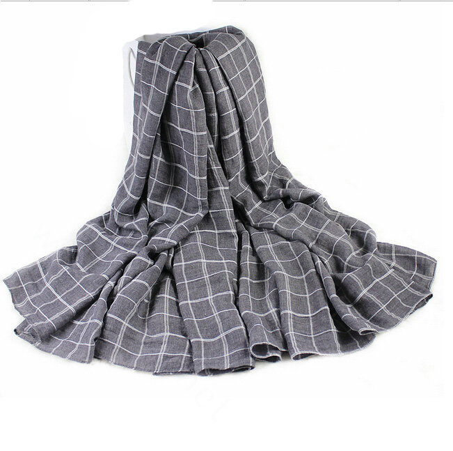Classic Plaid Unisex Scarf Shawl Winter Warm Cotton Solid Panties 150*120CM - Grey