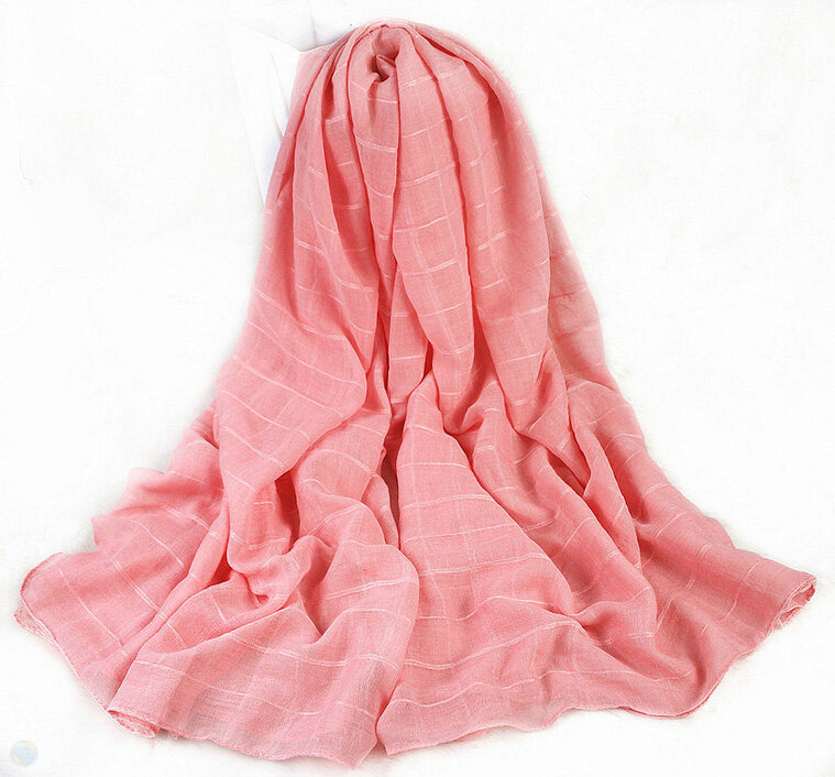 Classic Plaid Unisex Scarf Shawl Winter Warm Cotton Solid Panties 150*120CM - Pink