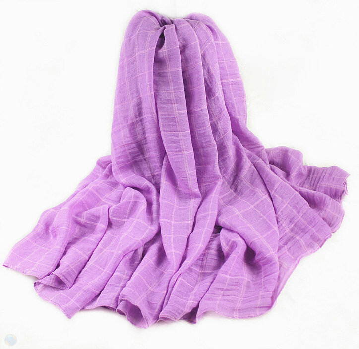 Classic Plaid Unisex Scarf Shawl Winter Warm Cotton Solid Panties 150*120CM - Purple