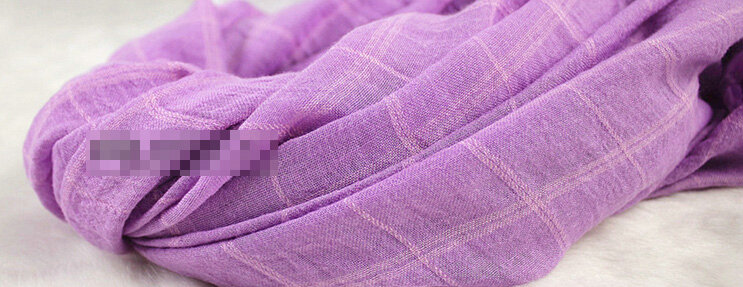 Classic Plaid Unisex Scarf Shawl Winter Warm Cotton Solid Panties 150*120CM - Purple