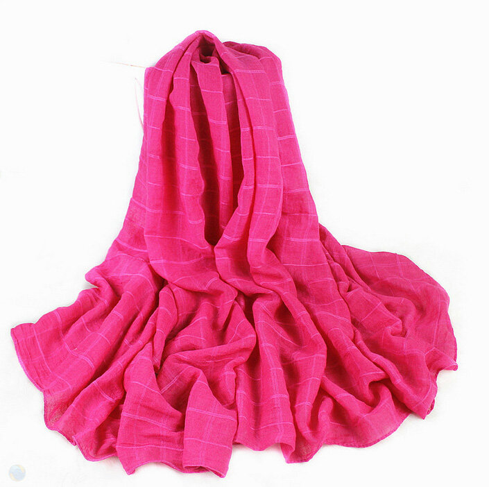 Classic Plaid Unisex Scarf Shawl Winter Warm Cotton Solid Panties 150*120CM - Rose