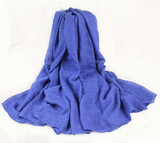 Classic Plaid Unisex Scarf Shawl Winter Warm Cotton Solid Panties 150*120CM - Royal Blue