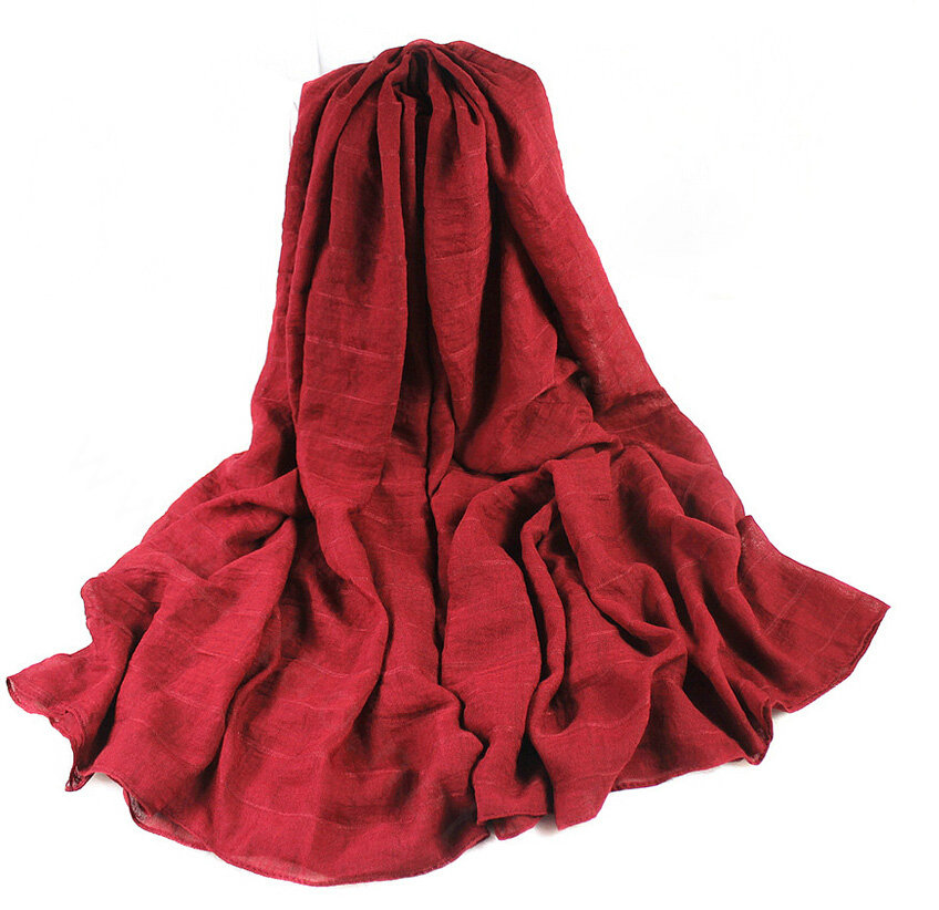 Classic Plaid Unisex Scarf Shawl Winter Warm Cotton Solid Panties 150*120CM - Wine Red