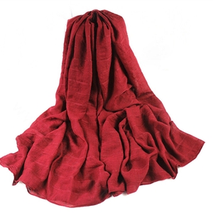 Classic Plaid Unisex Scarf Shawl Winter Warm Cotton Solid Panties 150*120CM - Wine Red