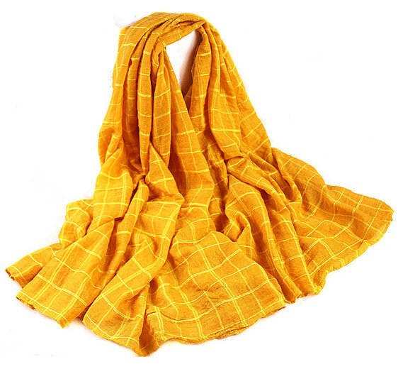Classic Plaid Unisex Scarf Shawl Winter Warm Cotton Solid Panties 150*120CM - Yellow