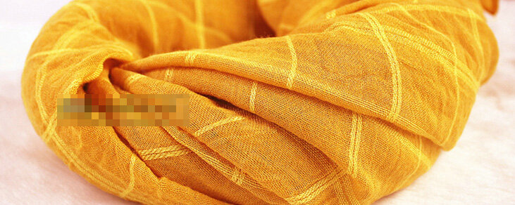 Classic Plaid Unisex Scarf Shawl Winter Warm Cotton Solid Panties 150*120CM - Yellow