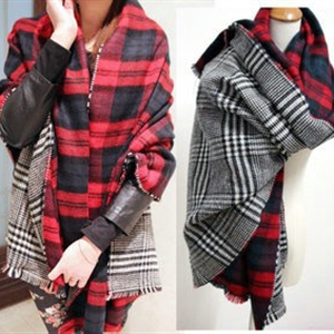 Classic Unisex Scarf Plaid Cashmere Warm Pashmina Solid Scarves Wraps 180*80CM - Black