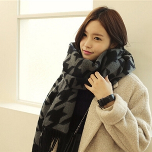 Classic Unisex Scarf Plaid Cashmere Warm Winter Solid Scarves Wraps 180*90CM - Black