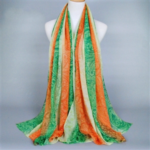 Colorful Chiffon Scarf Shawls Winter Women Print Floral Solid Scarves 180*90CM - Green