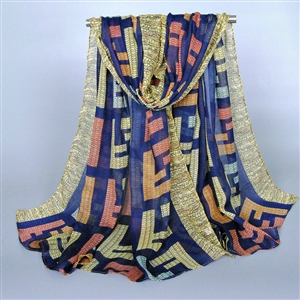 Colorful Chiffon Scarf Shawls Winter Women Print Scarves 180*90CM - Blue