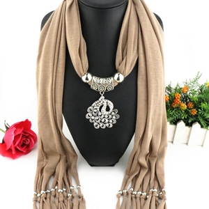 Cool Women Scarf Shawls Winter Warm Polyester Solid Scarves 180*40CM - Beige