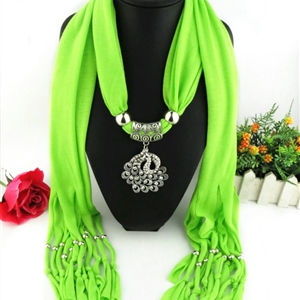 Cool Women Scarf Shawls Winter Warm Polyester Solid Scarves 180*40CM - Green