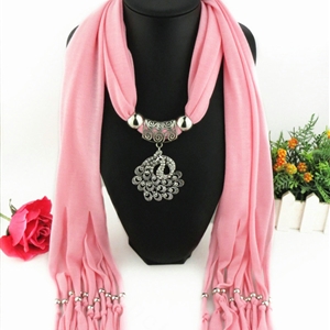 Cool Women Scarf Shawls Winter Warm Polyester Solid Scarves 180*40CM - Pink