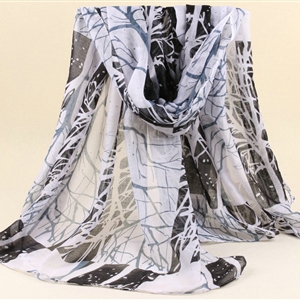 Cute Print Women Scarf Flower Bamboo Fiber Warm Scarves Wraps 180*90CM - Black