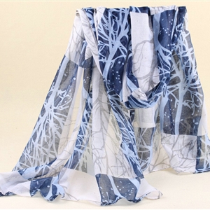 Cute Print Women Scarf Flower Bamboo Fiber Warm Scarves Wraps 180*90CM - Blue