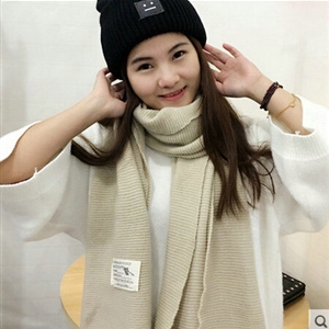 Cute Unisex Scarf Shawl Winter Warm Wool Solid Wraps 180*60CM - Beige