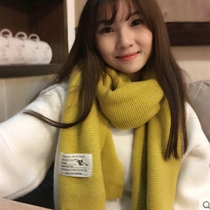Cute Unisex Scarf Shawl Winter Warm Wool Solid Wraps 180*60CM - Yellow
