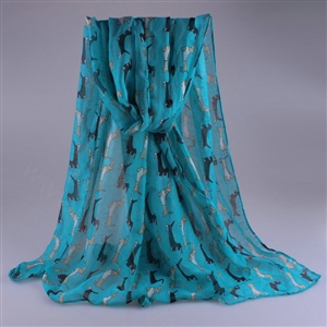 Cute Women Scarf Print Animal Dogs Bamboo Fiber Scarves Wraps 180*90CM - Blue