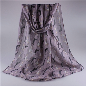 Cute Women Scarf Print Animal Dogs Bamboo Fiber Scarves Wraps 180*90CM - Grey
