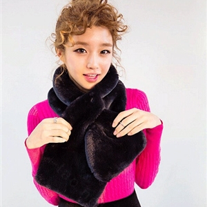 Cute Women Scarf Shawl Winter Warm Worsted Solid Wraps 100*20CM - Black