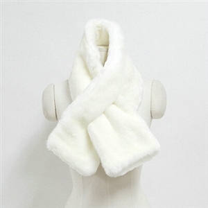 Cute Women Scarf Shawl Winter Warm Worsted Solid Wraps 100*20CM - White
