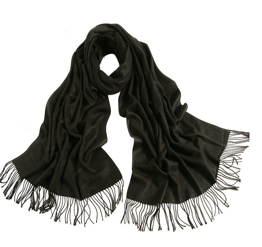 Exquisite Scarf Shawls Winter Warm Cashmere Solid Wholesale 200*60CM - Black