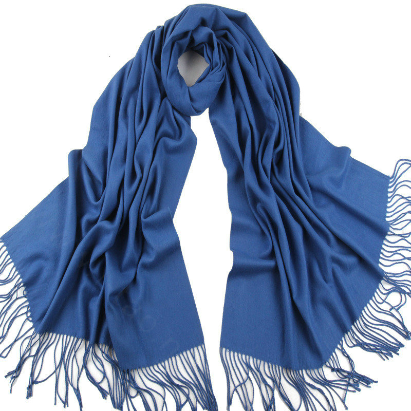 Exquisite Scarf Shawls Winter Warm Cashmere Solid Wholesale 200*60CM - Blue