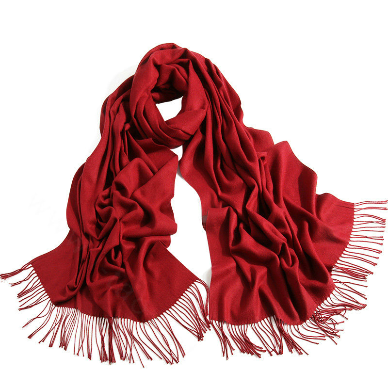 Exquisite Scarf Shawls Winter Warm Cashmere Solid Wholesale 200*60CM - Dark Red