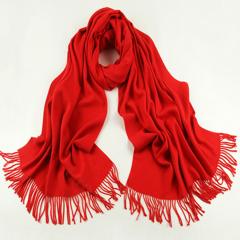 Exquisite Scarf Shawls Winter Warm Cashmere Solid Wholesale 200*60CM - Red