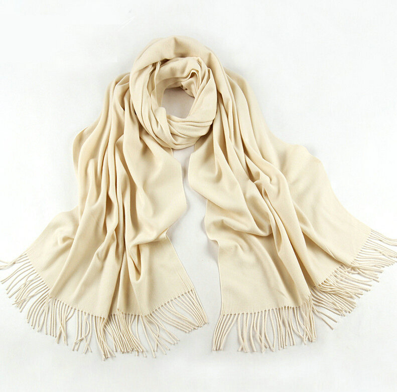 Exquisite Scarf Shawls Winter Warm Cashmere Solid Wholesale 200*60CM - White