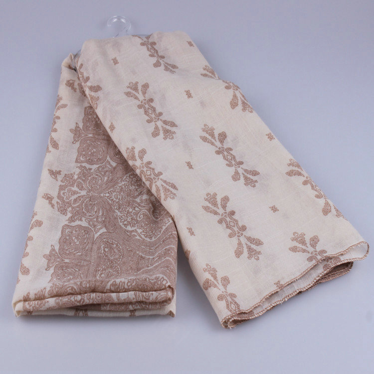 Fashion Scarf Shawl Women Bamboo Fiber Printing Cashew Silk 180*100CM - Beige