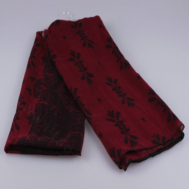 Fashion Scarf Shawl Women Bamboo Fiber Printing Cashew Silk 180*100CM - Dark Red