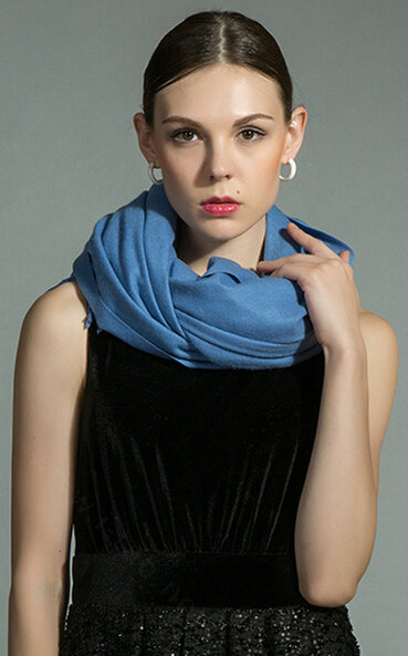 Fashion Tassels Women Scarf Shawl Winter Warm Cashmere Solid Panties 200*60CM - Blue