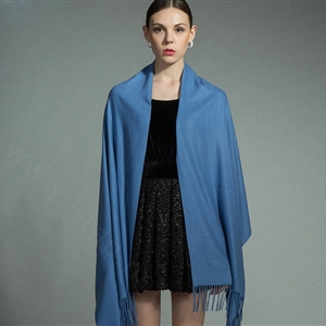 Fashion Tassels Women Scarf Shawl Winter Warm Cashmere Solid Panties 200*60CM - Blue