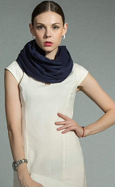 Fashion Tassels Women Scarf Shawl Winter Warm Cashmere Solid Panties 200*60CM - Dark Blue