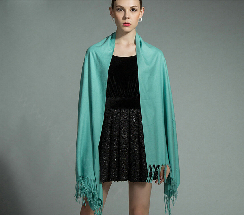 Fashion Tassels Women Scarf Shawl Winter Warm Cashmere Solid Panties 200*60CM - Dark Green