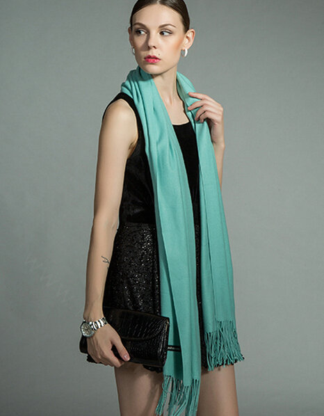 Fashion Tassels Women Scarf Shawl Winter Warm Cashmere Solid Panties 200*60CM - Dark Green