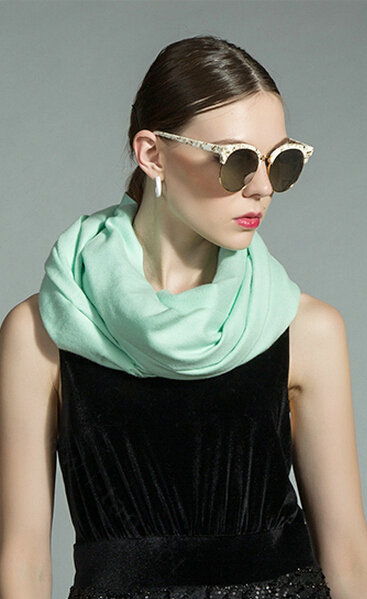 Fashion Tassels Women Scarf Shawl Winter Warm Cashmere Solid Panties 200*60CM - Green