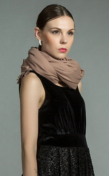 Fashion Tassels Women Scarf Shawl Winter Warm Cashmere Solid Panties 200*60CM - Khaki