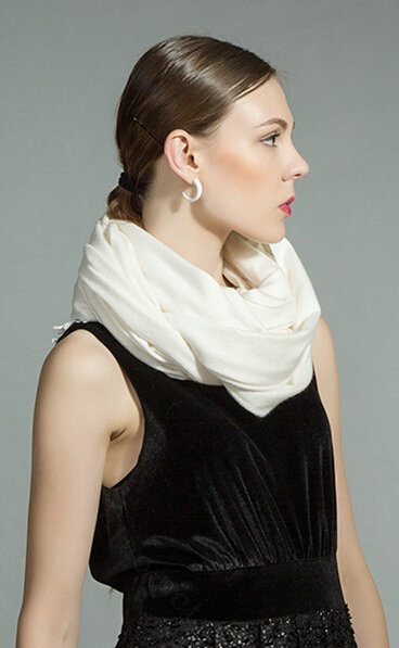 Fashion Tassels Women Scarf Shawl Winter Warm Cashmere Solid Panties 200*60CM - White