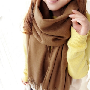 Fashion Tassels Women Scarf Shawl Winter Warm Wool Solid Panties 206*60CM - Coffee
